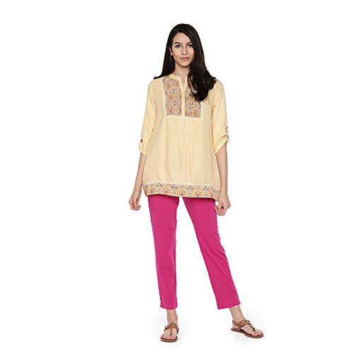 Image of GO COLORS Cotton Stretch Kurti Pants Full Length for Women | Breathable, Mid Rise, Tall