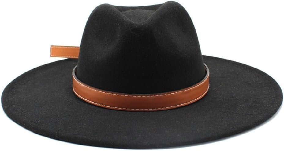 Classic Wool Fedora Hat, Beige with Brown Leather Band, Wide Brim Western Style, Vintage Casual Wear