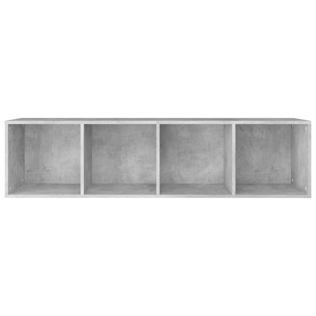 Bibliothek mit 4 Fächern, Betongrau, 36 x 30 x 143 cm, Holz | Horizontale Verwendung als TV-Schrank, einfach zu montieren, Reinigung mit feuchtem Tuch, vielseitig im Wohnzimmer