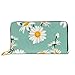 Produktbild JHGFG Mode Handtasche Reißverschluss Brieftasche Gänseblümchen Kamille Feldwiese Frühling Sommer Telefon Kupplung Geldbörse Abendkupplung Blockieren Leder Brieftasche Multi Card Orgel
