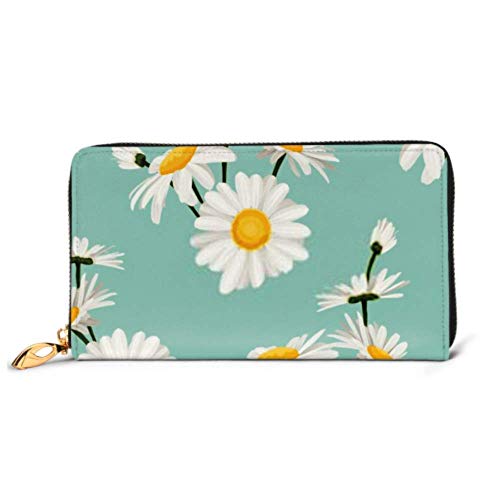 Preisvergleich Produktbild JHGFG Mode Handtasche Reißverschluss Brieftasche Gänseblümchen Kamille Feldwiese Frühling Sommer Telefon Kupplung Geldbörse Abendkupplung Blockieren Leder Brieftasche Multi Card Orgel