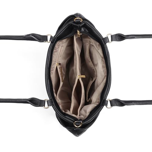 Image of EXOTIC Virelle Textured Dual Panel Handbag for Women | Spacious Multi-Compartment Carryall | Shoulder Carry with Adjustable Sling Strap | Premium PU Leather Purse