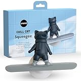 OTOTO Chill Cat Squeegee - Cute Kitchen Accessories, Cute Bathroom Decor, Black Bathroom Accessories, Shower Accessories, Shower Squeegee for Glass Doors, Small Bathroom Squeegee, Cat Gifts