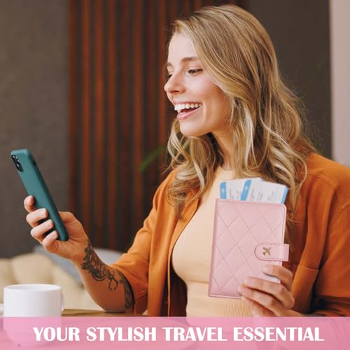 Image of Melsbrinna Premium Leather Passport Holder Covers Case, Waterproof Rfid Blocking Travel Wallet Passport Holder with Pen Holder, Cute Passport Book for Women /Men