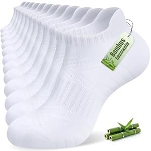 SockWaddles Sneaker Socken Herren Damen aus Bambus-Baumwolle, 6 Paar Atmungsaktive Sportsocken für Running, Sneakersocken Kurz Gepolstert Laufsocken Knöchelsocken Weiß Größe 39–42