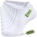 SockWaddles Sneaker Socken Herren Damen aus Bambus-Baumwolle, 6 Paar Atmungsaktive Sportsocken für Running, Sneakersocken Kurz Gepolstert Laufsocken Knöchelsocken Weiß Größe 39–42