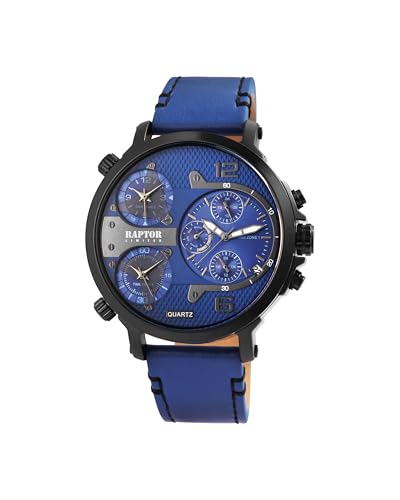 Raptor Armbanduhr Herren Schwarz Edelstahl Analog | Herrenuhr Design klassisch schwarzes Zifferblatt | Herren Armbanduhr Fliegeruhr Stil – Markenuhr Herren Set