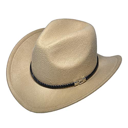 YiyiLai Cowboy Hat Women Men Wide Brim Wool Felt Cowgirl Hats Jazz For Wild Western Outback Gambler Costume