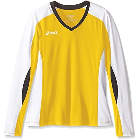 ASICS Junior Rolle Shot Jersey Übung & Fitness Top, Mädchen, Jr. Roll Shot™ Jersey, Gold/Weiß, Large Cover