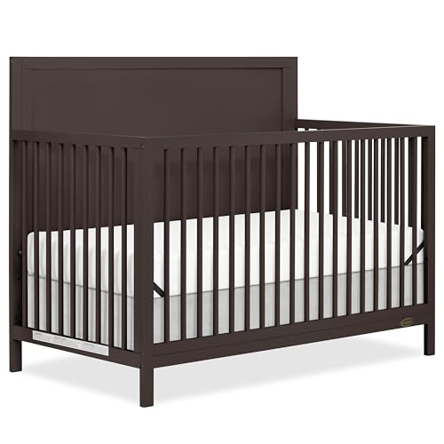 Dream On Me Dillian 5-in-1 Convertible Full-Size Baby Crib in Chocolate Chip, GreenGuard Gold & BSA, Converts to Toddler, Day & Full-Size Bed, 3 Mattress Heights, Sustainable Pinewood