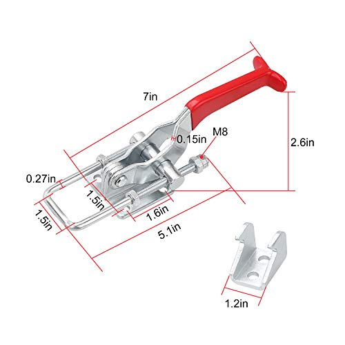 2Pack Adjustable Toggle Clamp 1000Lbs Capacity, Heavy Duty U-Bolt Door Latch, Door Latch-Action Clamp, Quick Release Toggle Latch for Smoker, Jeep Bumper and Tire Swing, Metal Tire Carrier Latch