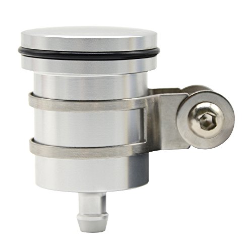 CNC Aluminum Oil Cup Front or Rear Brake Fluid Reservoir For Yamaha Tmax 500,Tmax 530 Kawasaki Ninja 250R 300R 400R 500R 650R 1000R ZX-10R ZX-6R ZX-12R ER6N ER6F(Sliver)