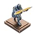 NCQIXIAO Knight Pen Holder Desk Ornament Resin Pencil Holders Desk Accessories and Organizer For Men with a Cool Pen (Blue)