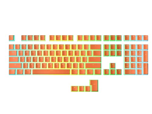 Image of Ranked Pudding PBT Keycaps | 112 Double Shot Translucent Design ANSI USA and ISO | OEM Profile for RGB Mechanical Gaming Keyboard (Orange)