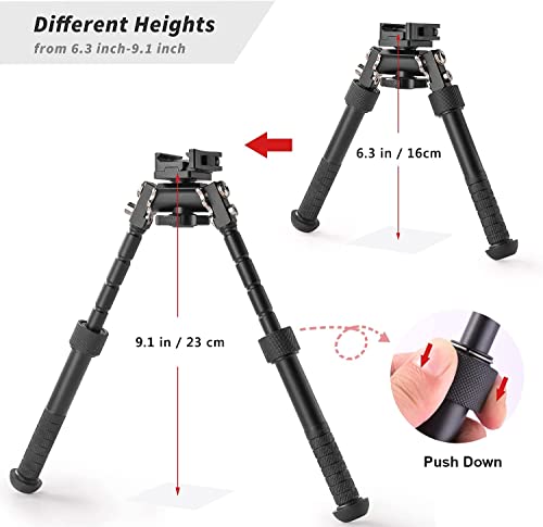 Fooletu Rifle Bipod 360° Swivel Tiltable Quick Release Bipod for Picatinny Rail Mount, 6-9 Inches Adjustable