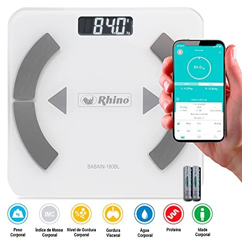 Balança de Bioimpedância digital Rhino BABAIN-180 BL SMART com bluetooth