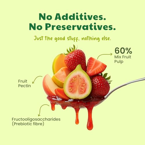 Image of Sweetmate Mix Fruit Jam for Kids and Adults - (220g) | 100% Pure No Added Sugar | With Real Fruit Pulp | Naturally Sweetened | Diabetic and Keto Friendly | Delicious Jam (Pack of 2)