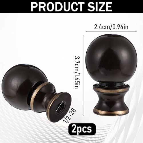 Image of 2 Pcs Ball Lamp Finial Cap Knob Lighting Lamp Finials 1 /2-28 in Ball Lamps Finial Cap Knob Heavy Metal Top Screw Finials Caps for Table Lamps Floor Topper Knobs Oil Rubbed
