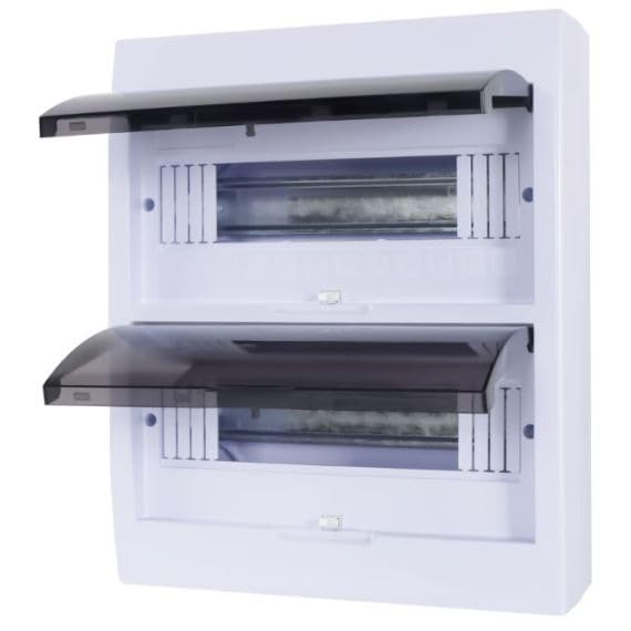 Quadro elettrico da parete 24 moduli DIN con doppia porta trasparente fumé per interno - 33x27.5x10cm