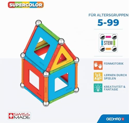 Geomag - Supercolor Magnetic Building Blocks for Children, Magnetic Toy, Green Collection, 100% Recycled Plastic, 5-99 Years, 52 Pieces