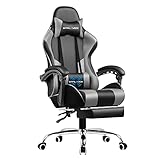GTPLAYER Gaming Chair, Computer Chair with Footrest and Lumbar Support, Height Adjustable Game Chair with 360°-Swivel Seat and Headrest and for Office or Gaming (Gray)
