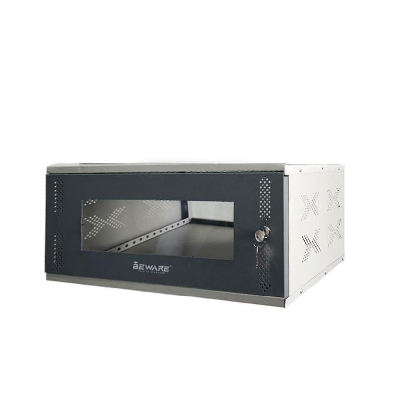BEWARE 4U Wall Mount Network Rack Cabinet | 19 Inch Standard Metal Server Rack with Lock & Key | CCTV, NVR, Router & Switch Rack Enclosure