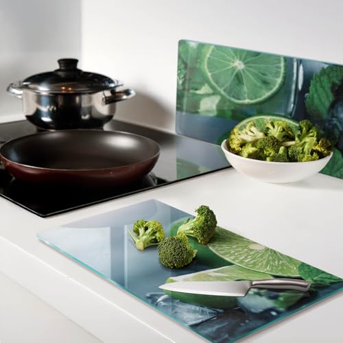 Protège-plan de travail de cuisine en verre avec impression déco moderne - 4