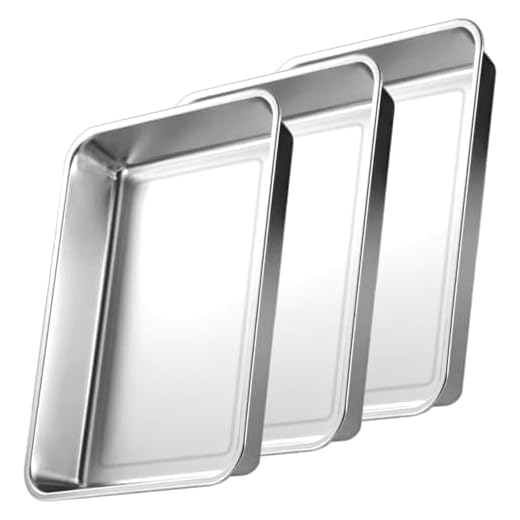 GBACHOOSE 3 teglie da forno, teglia da forno, in acciaio inox, per pizza, rettangolare, 40 x 30 x 4,8 cm, per cuocere, arrostire, servire, lavabile in lavastoviglie