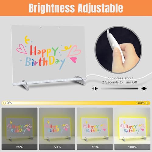 Tableau LED coloré avec acrylique transparent et feutres pour dessin - 4