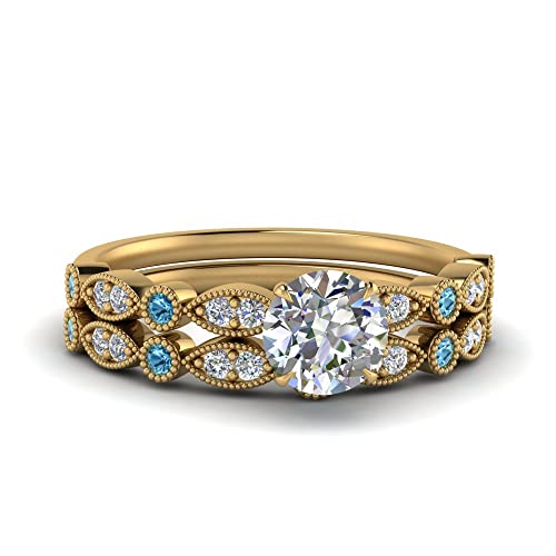 Conjunto de anillos de boda marquesa chapado en oro amarillo talla 47 a 70