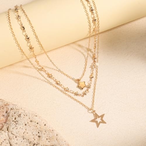 Y2k Layered Star Necklaces for Women Dainty Star Stackable Necklace Trendy Jewelry Gifts2