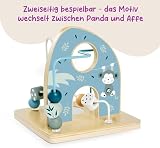 Eichhorn - Motorikschleife zur Förderung der motorischen Fähigkeiten, 2 Schleifen, mit Spiegelfläche, 14x14x14 cm, aus Birkenholz, ab einem Jahr, 100003803