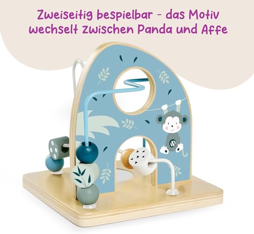 Eichhorn - Motorikschleife zur Förderung der motorischen Fähigkeiten, 2 Schleifen, mit Spiegelfläche, 14x14x14 cm, aus Birkenholz, ab einem Jahr, 100003803