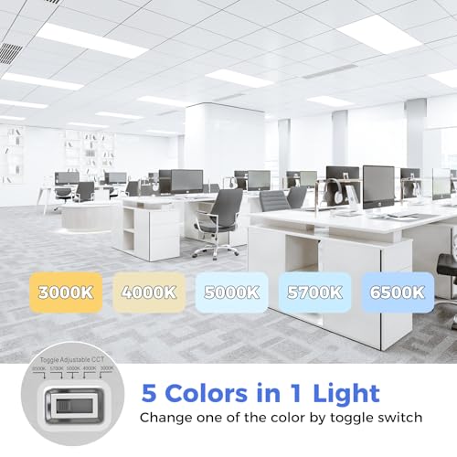 Image of AIKVSXER 4 Pack 2x4 LED Flat Panel Light - Selectable 5 CCT 3000K-6500K & 5 Wattage 30-70W 7700Lm 0-10V Dimmable 2 x 4 led Drop Ceiling Light Fixture 120-277V for Commercial and Home