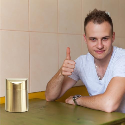 Caneca de basura de acero inoxidable con tapa basculante mini para escritorio miniatura 5