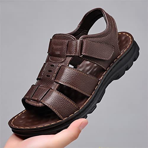 Men Genuine Leather Sandals Outside Cow Leather Slippers Soft-Soled Male Casual Sandals Non-Slip(39)2