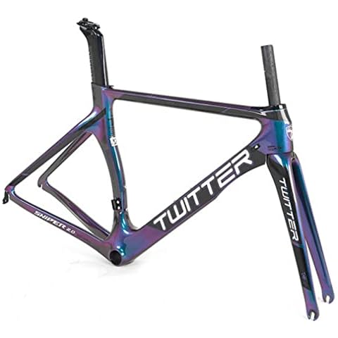 YOJOLO Discoloration Carbon Road Bike Frame With Fork C Brake Racing Frame EPS BB86 Bicycle Frame 46/48/50/52/54cm Quick Release Frame F100/R130mm, For 700C Wheel (Color : Black, Size : 52CM) Cover