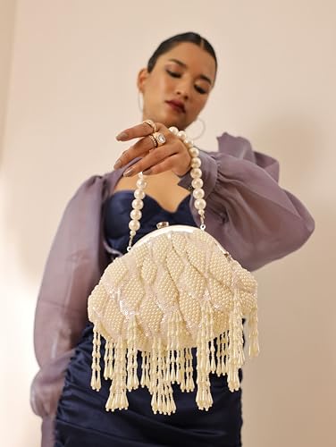 Image of THE TAN CLAN Ava Pearl Batua Bag for women Purses Luxury Evening Handbags for ladies with Magnetic Closure