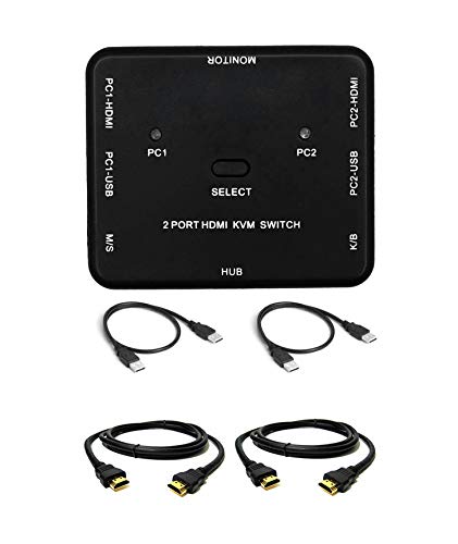 HDMI KVM Switch Share Computers with One Monitor Support UHD,4K@30Hz – with HDMI and USB Cables
