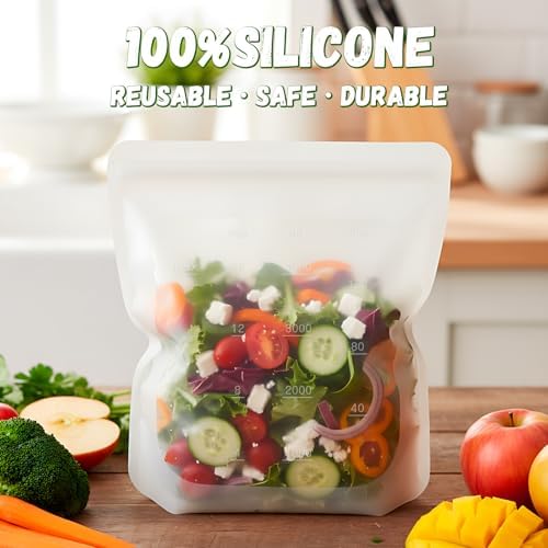 Reusable Premium Silicone Food Storage Gallon Bag 135oz,XXL - 2 PCS Food Storage Bag,Freezer Container,Sous Vide,Kitchen Organization,And Meal Prep Bags Microwave,Dishwasher,Oven Safe, BPA Free - Thumbnail 2
