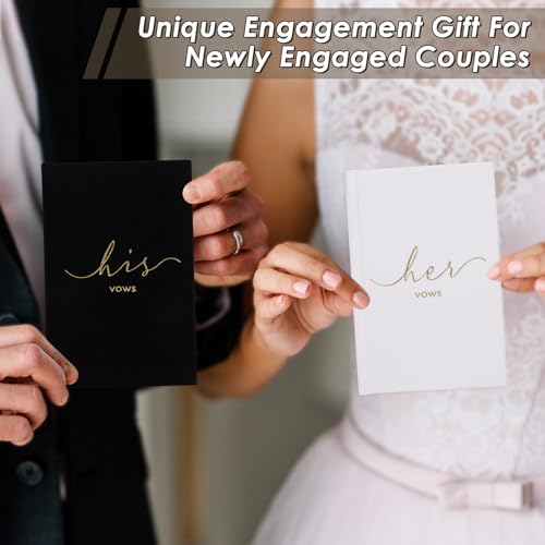 Image of Wedding Vow Books With Gold Foil Lettering, Hard Cover His and Hers Vow Books, Canvas Linen Foil Embossed Wedding Ceremony Vow Books - A Beautiful Addition For The Wedding Day, 56 Pages, 5.9 inch X 3.9 inch