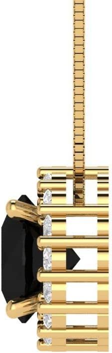 Clara Pucci 14K Yellow Gold Plated Solitaire 16" Box-Chain Necklace - Sterling Silver 1.16ct Round Cut Onyx Pendant - Image 3