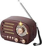 M-Amazup Radios Portable AM FM SW, Retro Radio with Speaker, Transistor Radio Bluetooth 5.3, Rechargeable Battery Powered, TWS, Support TF Card/MP3/USB Playing, Gifts for Senior, Deep Brown
