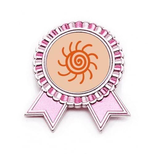 Broche soleil Sunshine orange en métal taille M avec motif astre peint à la main