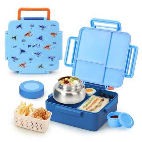 Norxely Bento Box for Kids with Thermos, [Large Capacity] Insulated Kids Lunch Box with 4 Compartment for Ages 3+, Drop-Proof & Dishwasher Safe...