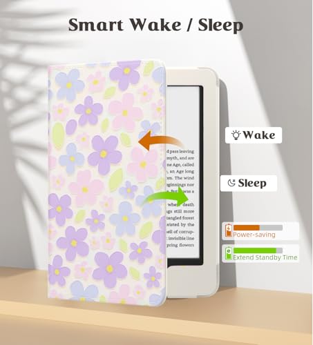 Image of MoKo Case for All-New 6 inch Kindle(11th Generation, 2024 /2022 Release) /(10th Gen,2019) /Kindle(8th Gen, 2016), Ultra Lightweight PU Shell Cover with Auto Wake /Sleep for Kindle 2024, Glorious Bloom