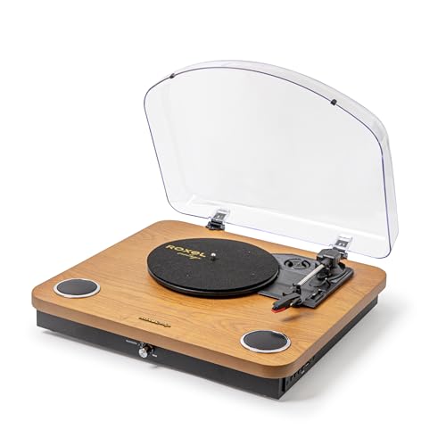 Roxel VRP-60 Tourne-disque vinyle avec haut-parleurs intégrés, BT IN/OUT, trois vitesses de lecture, sortie USB pour conversion finition bois naturel - Les Beatles, Paul McCartney, John Lennon, RIngo Starr, George Harrison Roxel VRP-60 Tourne-disque vinyle avec haut-parleurs intégrés, BT IN/OUT, trois vitesses de lecture, sortie USB pour conversion finition bois naturel