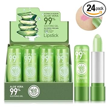 VBA Aloe Vera Lipstick, Long Lasting Nutritious Soothing Lip Balm, Lips Moisturizing Magic Temperature Color Change Lipstick, Lip Care pack of 24
