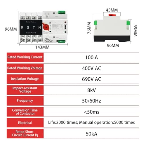 Commutateur de transfert automatique ATS 4P 100A commutation rapide sans interruption 400V - 2