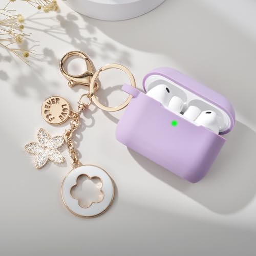 Image of VISOOM for AirPods Pro 3 Case 2025, Silicone Case for Apple Air Pods Pro 3rd Generation Cover Women, Cute iPods 3 Protective Cover with Bling Keychain & Cleaning Kit